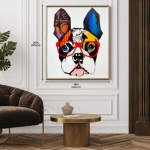 1pc Colourful Dog with Glasses - Pop Art Canvas - Image 1