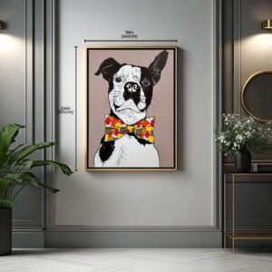 1pc Stylish Dog with Bowtie Painting for wall decor - Image 1