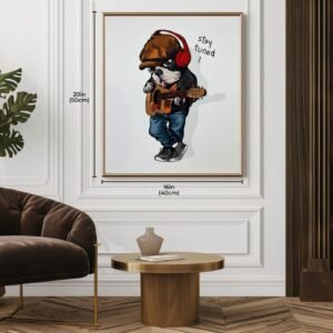 1pc Rockstar Bulldog Art Canvas Painting for wall decor - Image 1