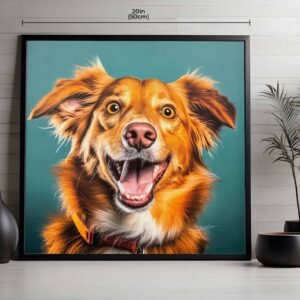 1pc Joyful Canine Framed Wall Art - Vibrant Dog Portrait - Image 1