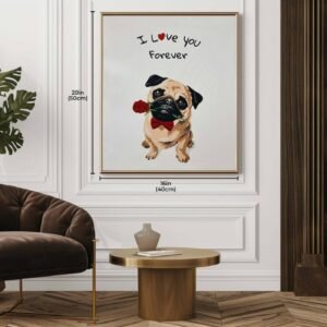 Dog with Rose Painting - Canvas - Image 1