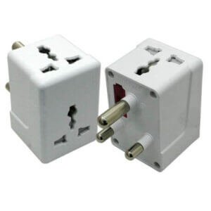 2x White Universal Travel Adaptor - 2x13A, 1x5A Plug - Image 1
