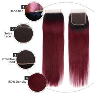 Vietnamese Burgundy Ombre Closures 2 x 6 - Image 2
