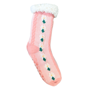 Warm Pink Socks with Flower Design - Image 1