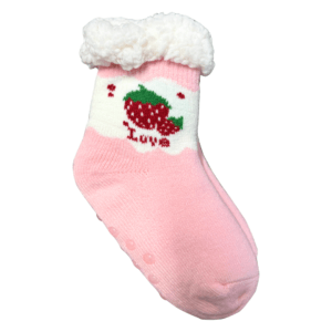 Short Pink Socks with Strawberry Design - Image 1