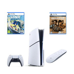 PlayStation 5 Slim Bundle with Media Remote, Sonic Frontiers & Uncharted Legacy of Thieves - Image 1