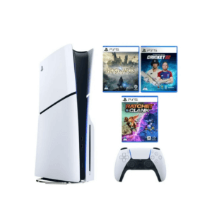 PS5 Slim Bundle | DualSense, Charger, Hogwarts Legacy, Cricket 22, Marvel's Guardians of the Galaxy - Image 1
