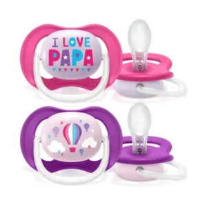 Philips Avent Ultra-Air Soother 6-18m (2 Pack) - Papa Pink SCF080/04 - Image 1