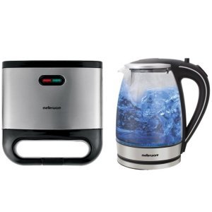 Mellerware Pack 2 Piece Glass Kettle + Sandwich Maker "Starter Pack" - Image 1