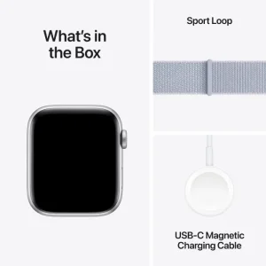 Apple Watch SE GPS 44mm Silver Aluminium Case with Blue Cloud Sport Loop - Image 3