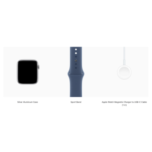 Apple Watch SE GPS 44mm Silver Aluminium Case with Denim Sport Band - Image 4