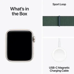 Apple Watch SE GPS 44mm Starlight Aluminium Case with Lake Green Sport Loop - Image 3