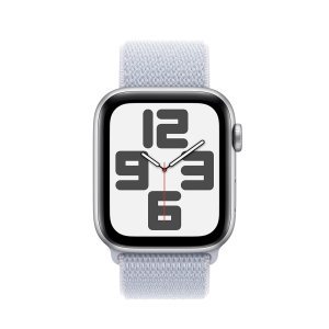 Apple Watch SE GPS + Cellular 44mm Silver Aluminium Case with Blue Cloud Sport Loop - Image 2