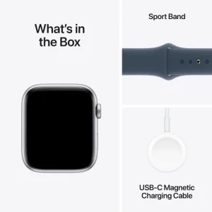 Apple Watch SE GPS + Cellular 44mm Silver Aluminium Case with Denim Sport Band - Image 3