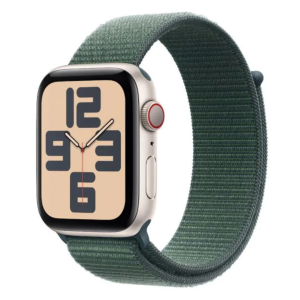 Apple Watch SE GPS + Cellular 44mm Starlight Aluminium Case with Lake Green Sport Loop - Image 1