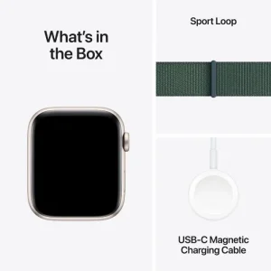 Apple Watch SE GPS + Cellular 44mm Starlight Aluminium Case with Lake Green Sport Loop - Image 3