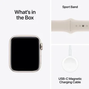 Apple Watch SE GPS + Cellular 44mm Starlight Aluminium Case with Starlight Sport Band - Image 3