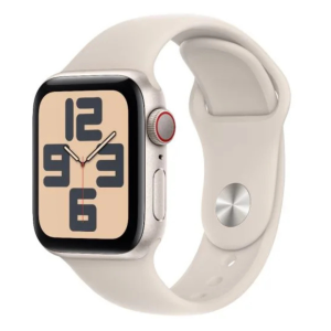 Apple Watch SE GPS + Cellular 44mm Starlight Aluminium Case with Starlight Sport Band - Image 1