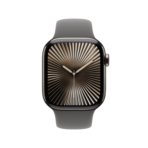 Apple Watch Series 10 GPS + Cellular 42mm Natural Titanium Case with Stone Grey Sport Band - Image 2