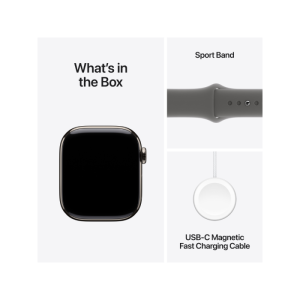 Apple Watch Series 10 GPS + Cellular 42mm Natural Titanium Case with Stone Grey Sport Band - Image 4