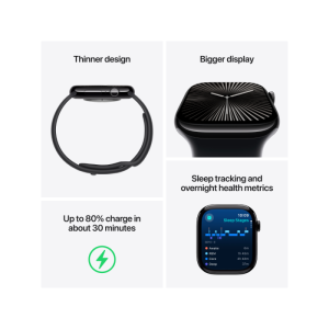 Apple Watch Series 10 GPS + Cellular 42mm Natural Titanium Case with Stone Grey Sport Band - Image 3