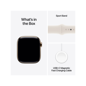 Apple Watch Series 10 GPS + Cellular 46mm Gold Titanium Case with Starlight Sport Band - Image 4